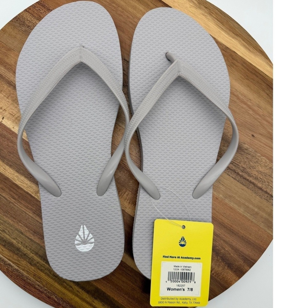 O'Rageous Women's 7/8 Flip Flops Light Gray EVA Thong Sandals New